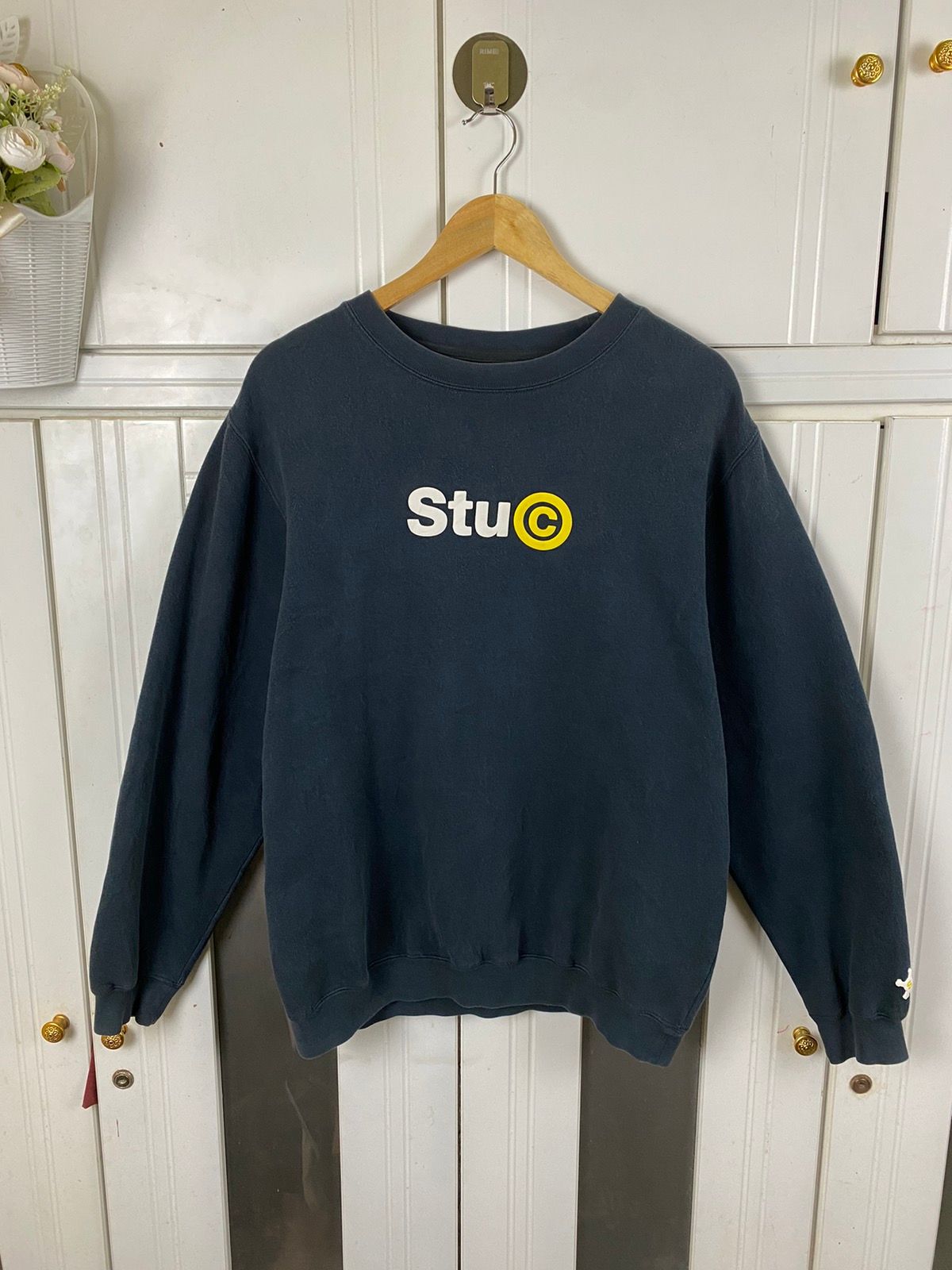 Pre-owned Stussy X Vintage Stussy Stu Sweatshirt In Faded Black