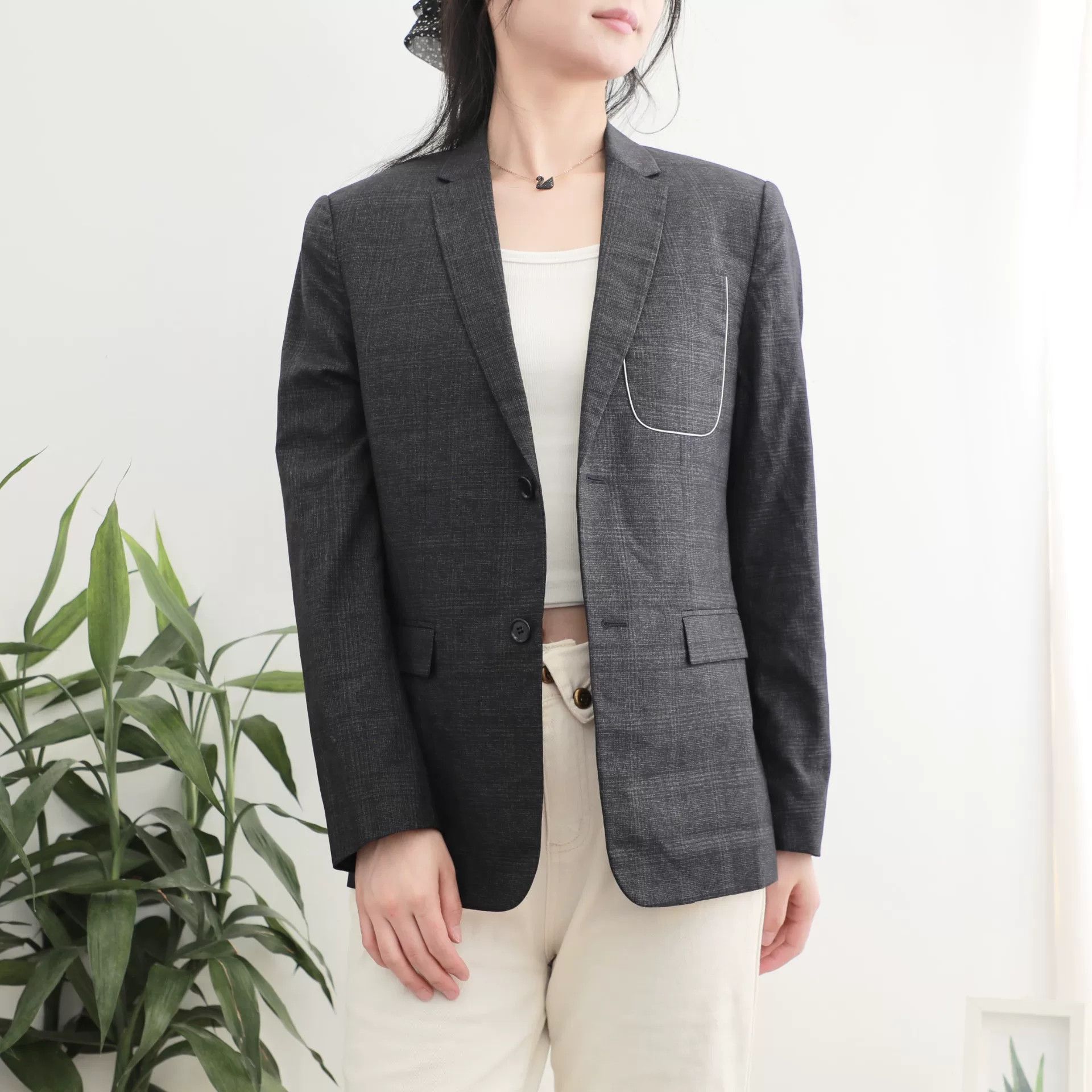 Dior DIOR Gray Wool Lapel Long-Sleeve Blazer Size L / US 10 / IT 46 - 1 Thumbnail