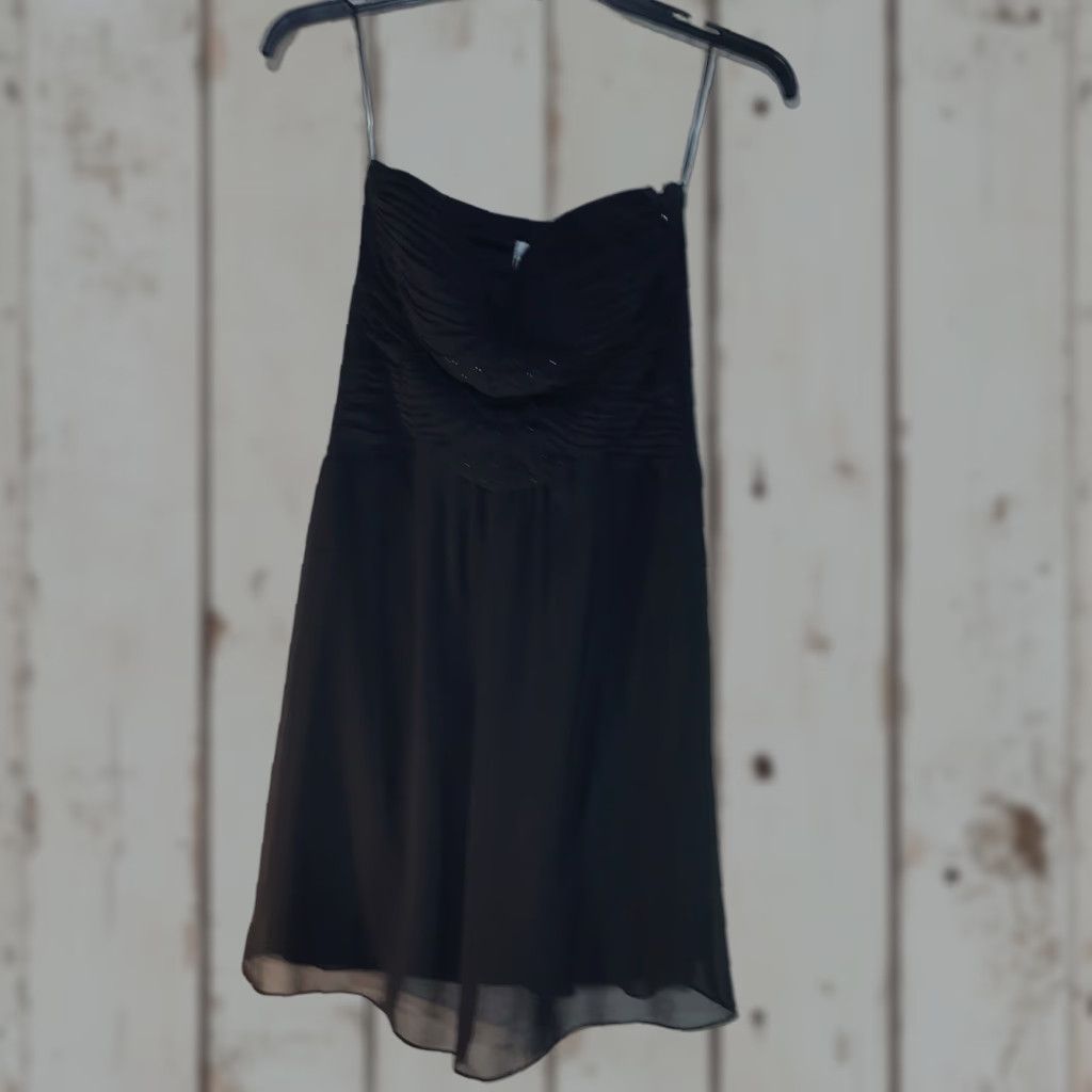 Vintage Sangria Black Strapless Ruffles Beading Sheer Formal Dress Womens Size 10P Size L / US 10 / IT 46 - 1 Thumbnail