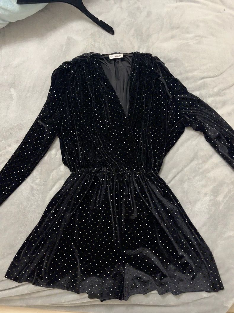 Balenciaga Balenciaga Crystal Embellished Black Dress - dmc Size US 32 / EU 48 - 1 Thumbnail