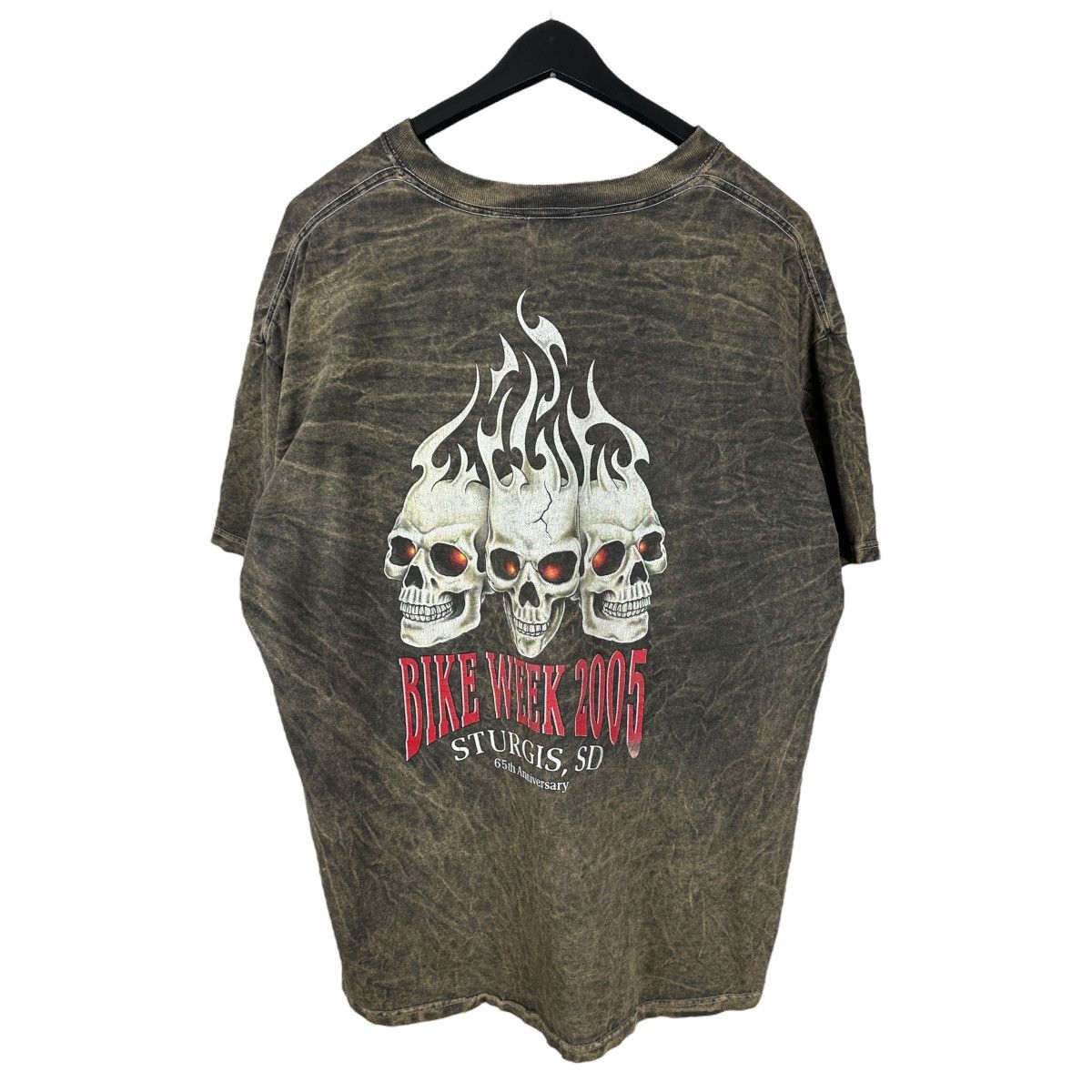 Vintage Vintage Y2K Strugis Flamehead Skull Bike Shirt Size US XL / EU 56 / 4 - 2 Thumbnail