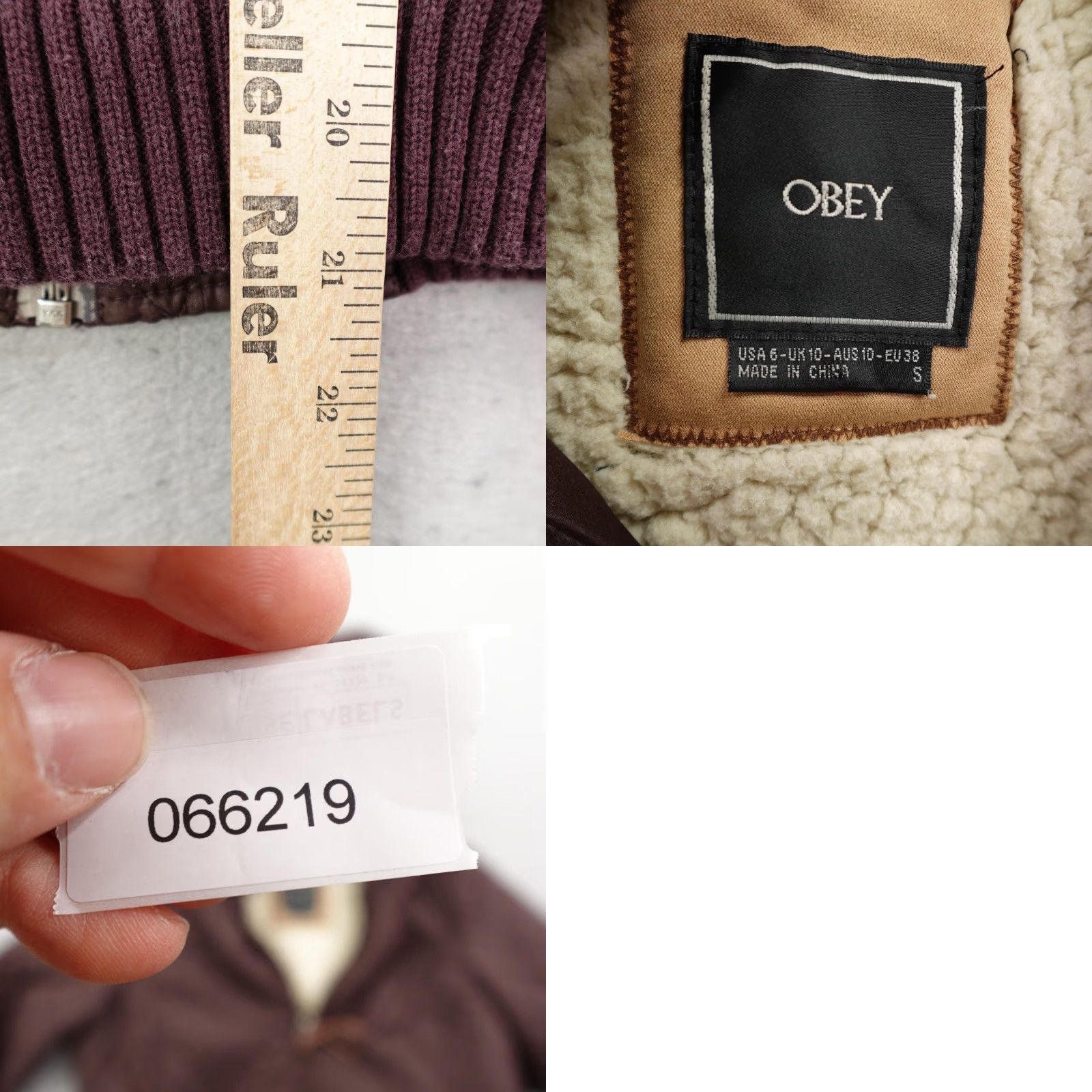 Obey OBEY Jacket Women’s Small Brown Quilted Puffer Sherpa Lined Coat Full Zip Y2K Size S / US 4 / IT 40 - 8 Thumbnail
