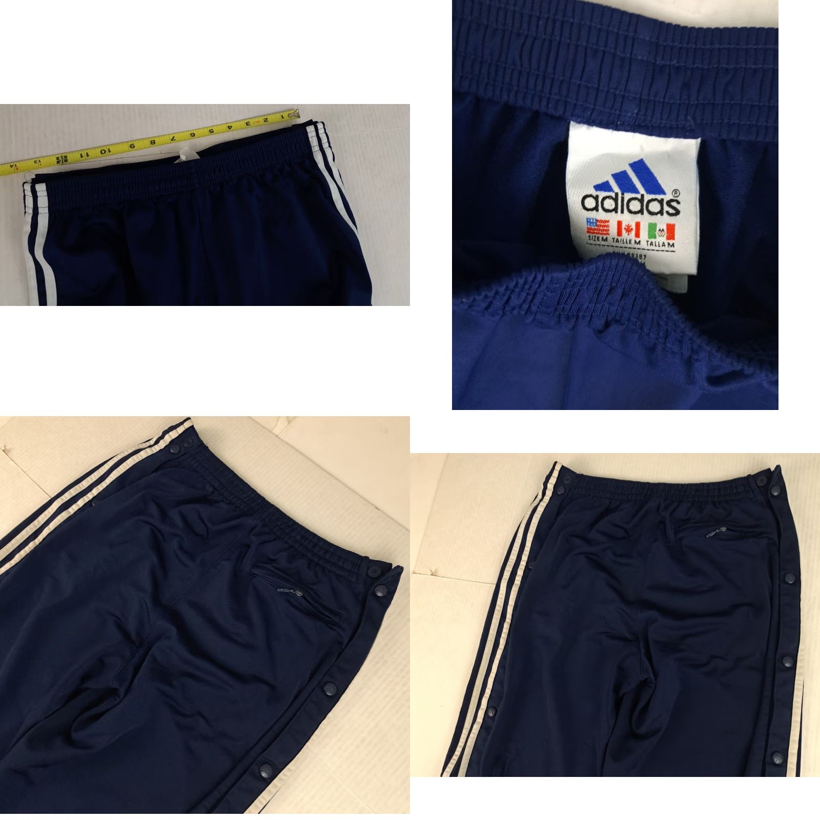 Adidas VINTAGE adidas Full Button Side Fleece 3 Stripe Track Pants USA Made Medium 30 in Blue Unisex Adults Pants 80s Size US 31 - 8 Thumbnail