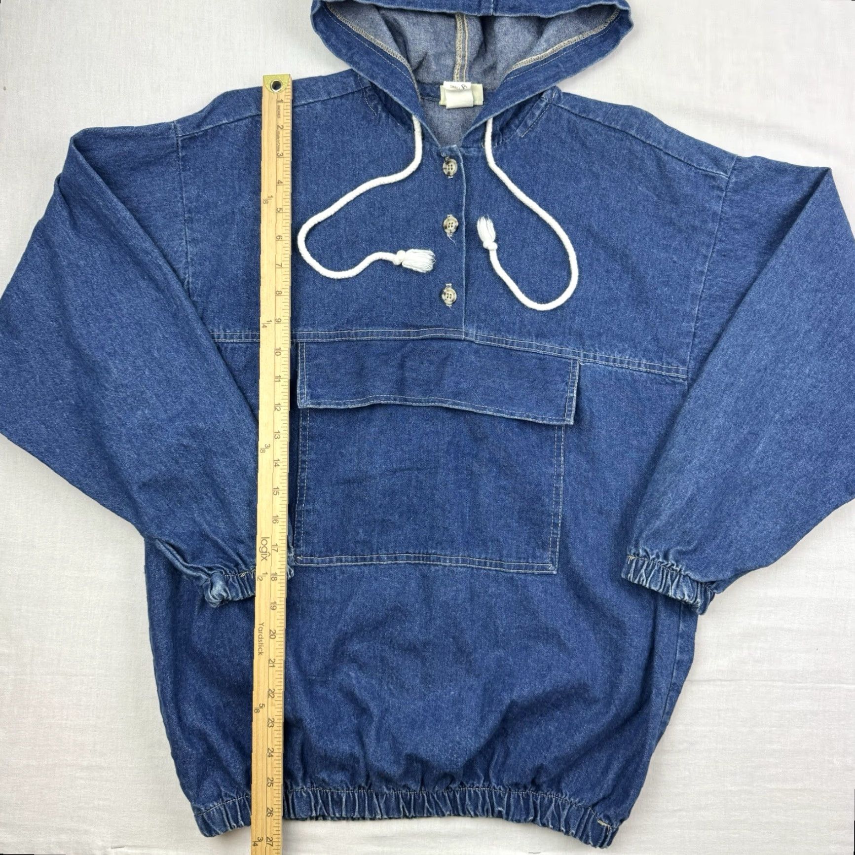 Denime VINTAGE Vivaldi Denim Anorak Jacket Unisex Adults Small Blue 1980s Casual Made in USA Size US 29 - 7 Thumbnail