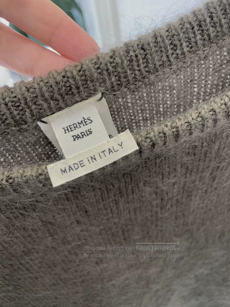 Hermes Hermes Olive green mohair long sweater Size S / US 4 / IT 40 - 3 Thumbnail