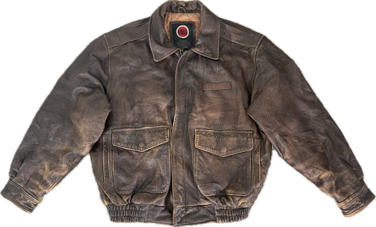 Avirex VINTAGE LUCKY STRIKE LEATHER JACKET BOMBER STYLE SIZE L Size US L / EU 52-54 / 3 - 1 Thumbnail