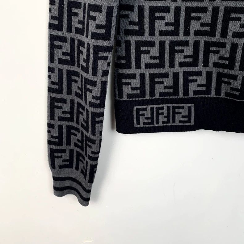 Fendi FENDI Grayish-black logo letter full-print crewneck long-s Size 4XL / US 24-26 - 4 Thumbnail