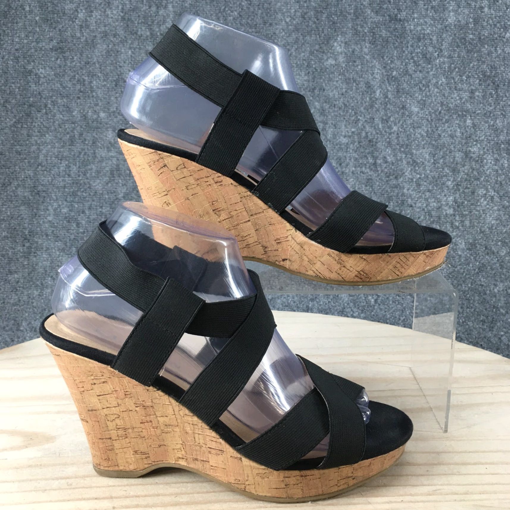 Chinese Laundry Chinese Laundry Sandals Womens 8 Slingback Wedge Black Fabric Open Toe Casual Shoes Size US 8 / IT 38 - 2 Thumbnail