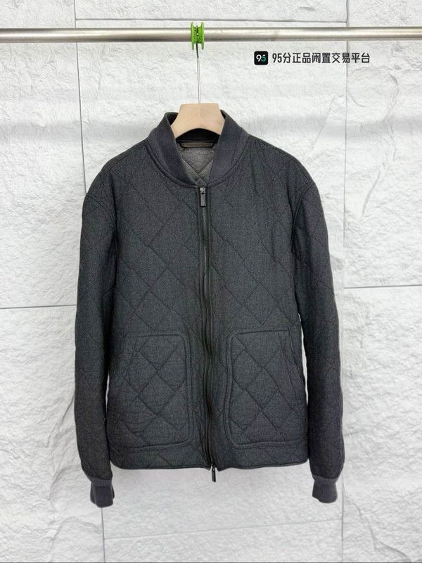 Ermenegildo Zegna Zegna Men's Solid Stand Collar Long Sleeve Jacket. Size US L / EU 52-54 / 3 - 3 Thumbnail