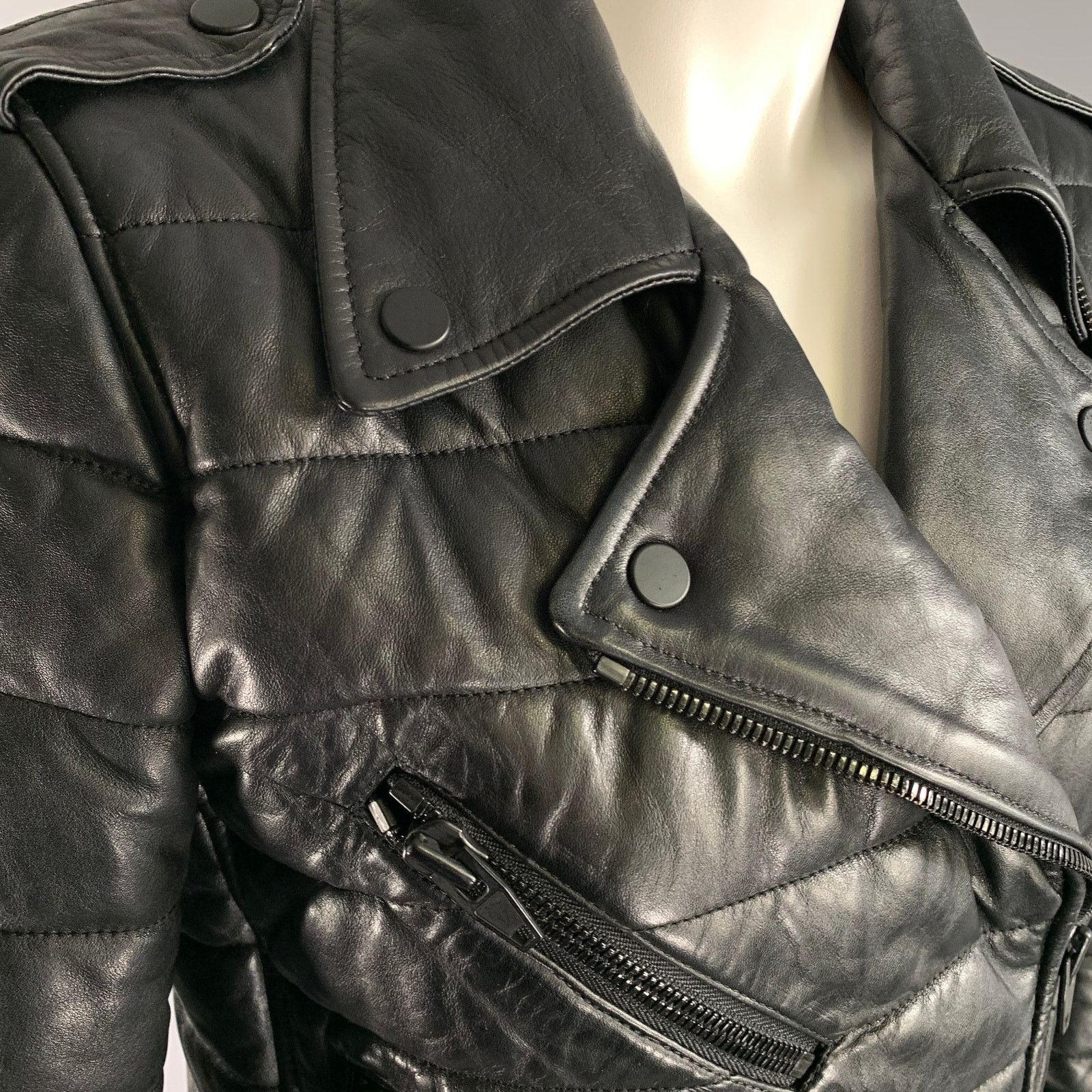 Alexander Wang ALEXANDER WANG Black Leather Quilted Moto Racer Jacket Size M / US 6-8 / IT 42-44 - 6 Thumbnail