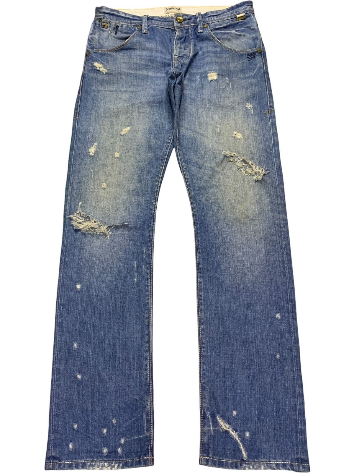Japanese Brand Vintage Japanese Brand Faded Wash Buckle Back Jeans Size US 33 - 1 Thumbnail