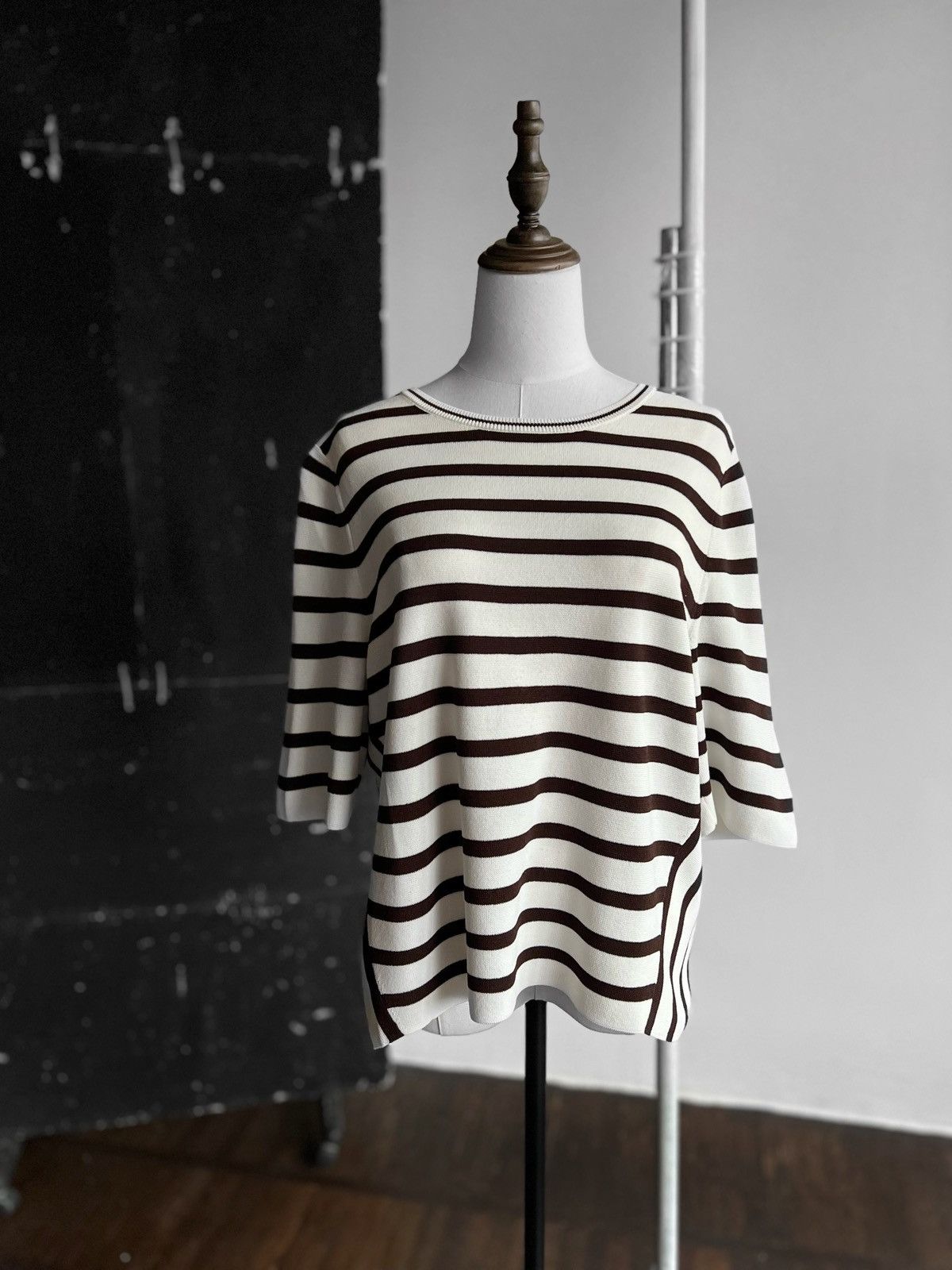 Designer Oui Womens Striped Premium 3/4 Sleeve Jumper Sweater Size M / US 6-8 / IT 42-44 - 1 Thumbnail