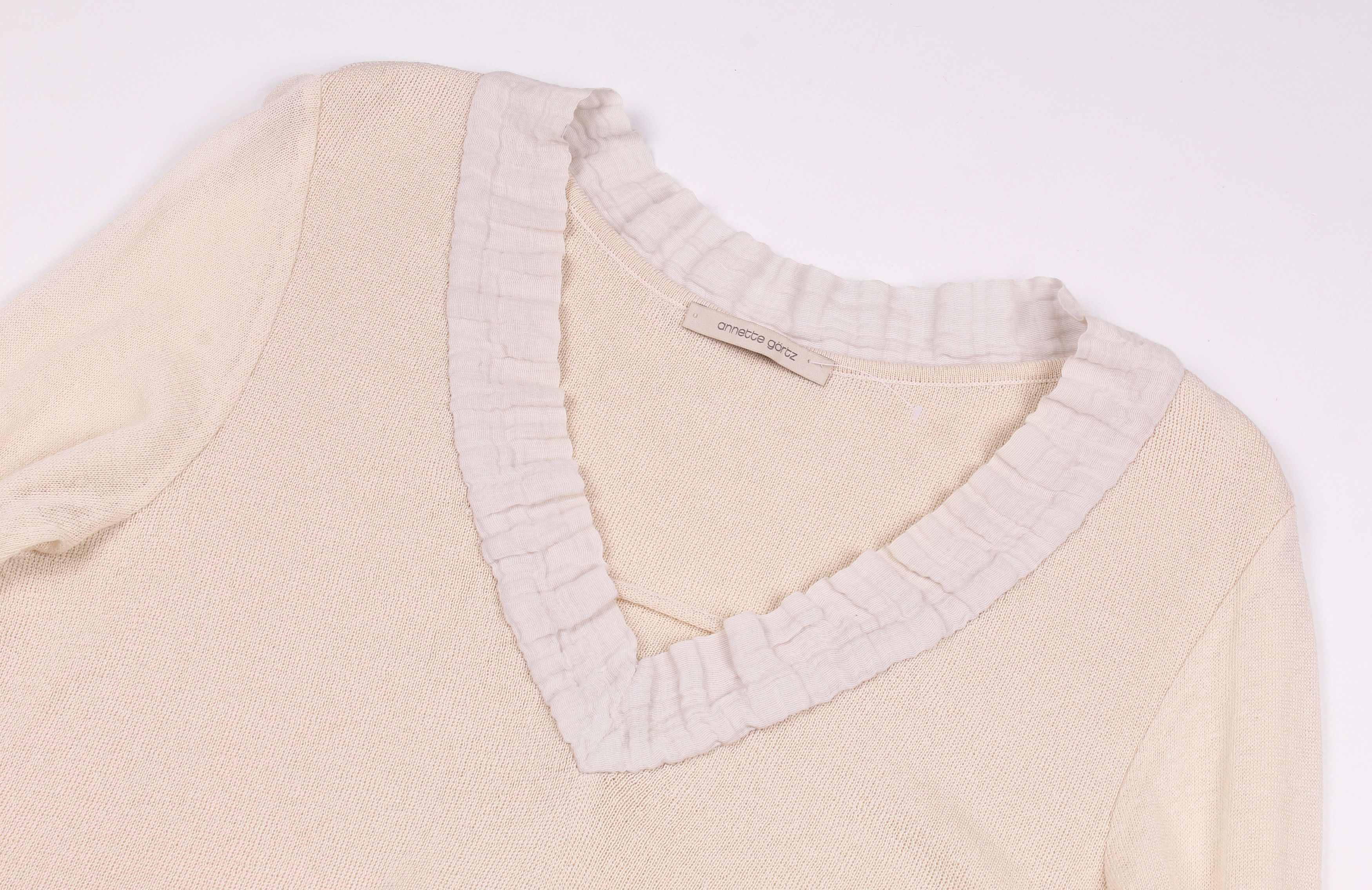 Annette Gortz Annette Gortz Cream Knit Long Sleeve Jumper Size L / US 10 / IT 46 - 5 Thumbnail