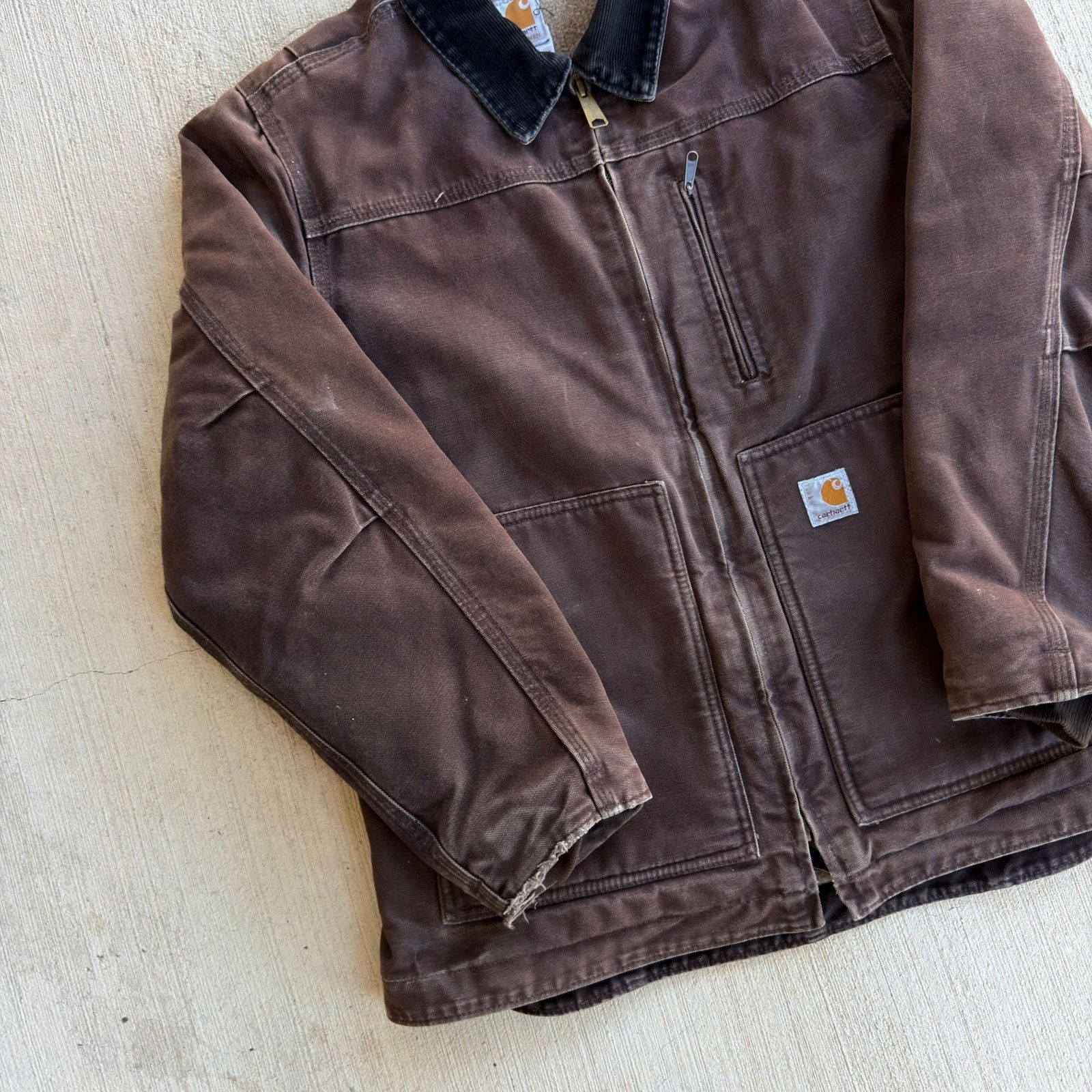 Carhartt × Vintage Carhartt WOMENS WC061 DKB brown faded work wear jacket Size US M / EU 48-50 / 2 - 8 Thumbnail