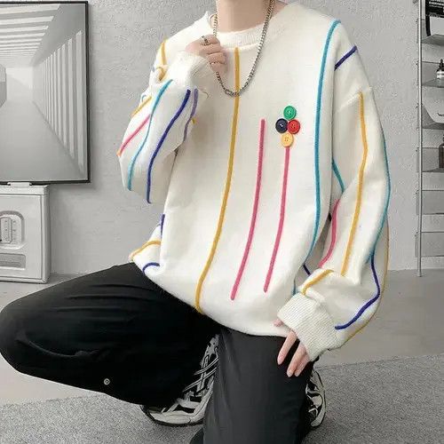 Aran Isles Knitwear × Japanese Brand Sweater Men Patchwork Color Tassels Knitted Size US L / EU 52-54 / 3 - 3 Thumbnail