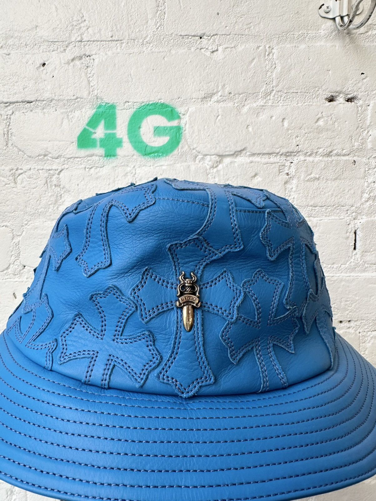 Chrome Hearts Chrome Hearts Turquoise CROSS PATCH FLOOD Bucket leather hat Size ONE SIZE - 1 Thumbnail