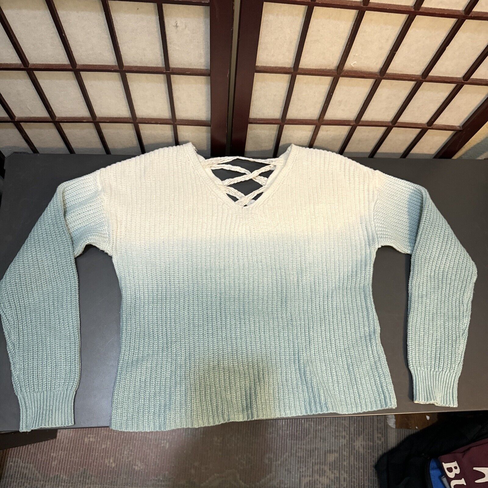 Other Justice Top Turquoise Ombre Sz 12 Pullover Chunky Cable Knit Size XL / US 12-14 / IT 48-50 - 1 Thumbnail