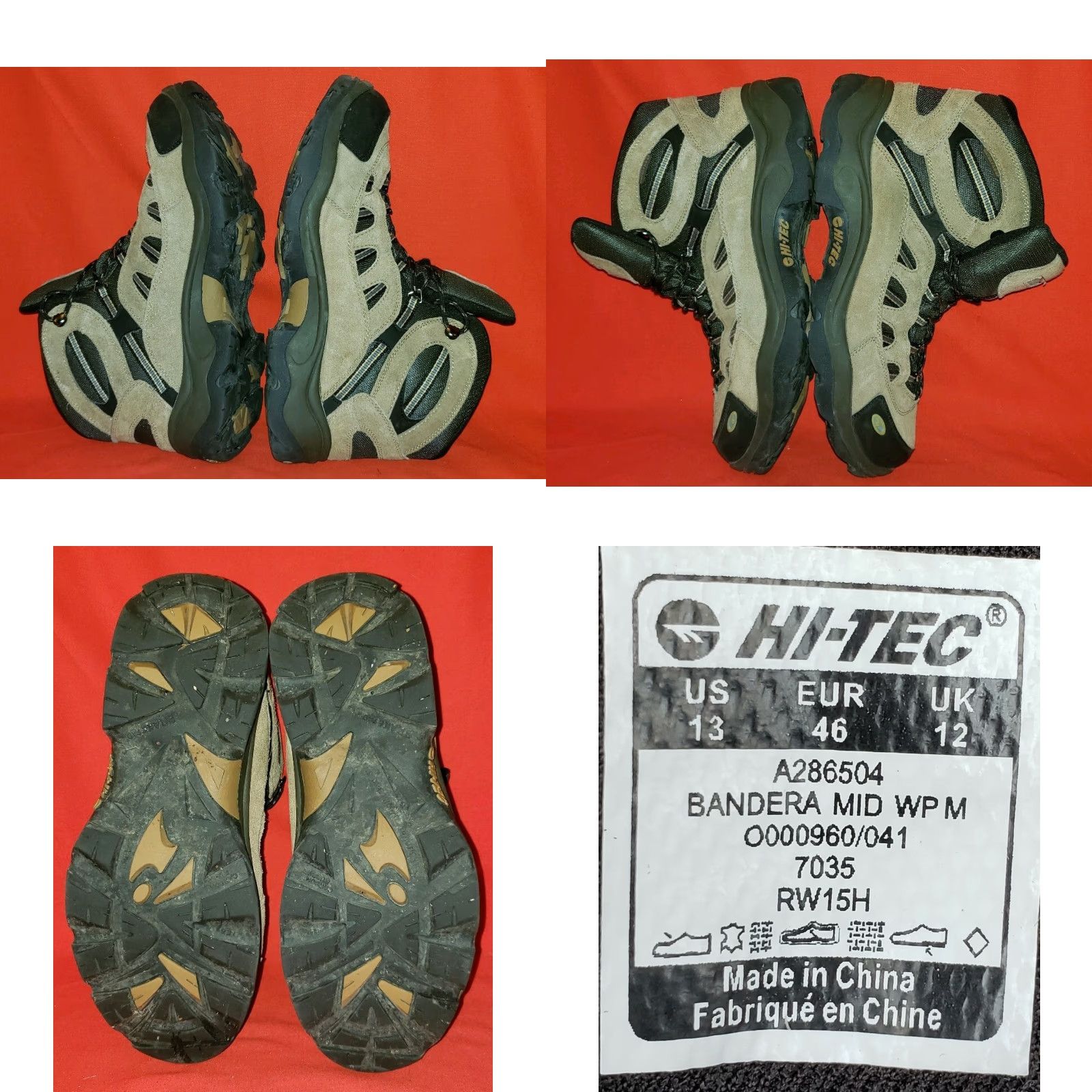 Vintage Hi-Tec Bandera Mid WP Men's Hiking Boots Size 13M Khaki Suede Ankle 7035 Size US 13 / EU 46 - 8 Thumbnail