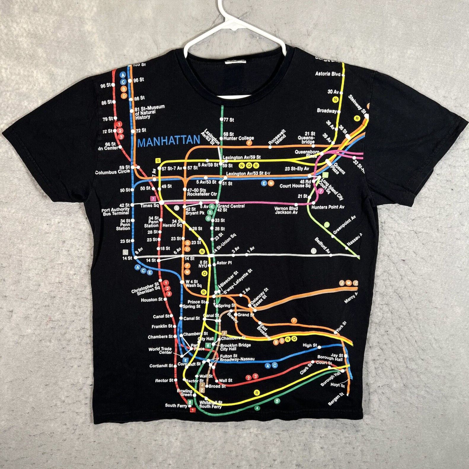 Image of Vintage A1 Nyc Subway Line Mta Manhattan Brooklyn Bronx T Shir Adult 2Xl Black Mens in White