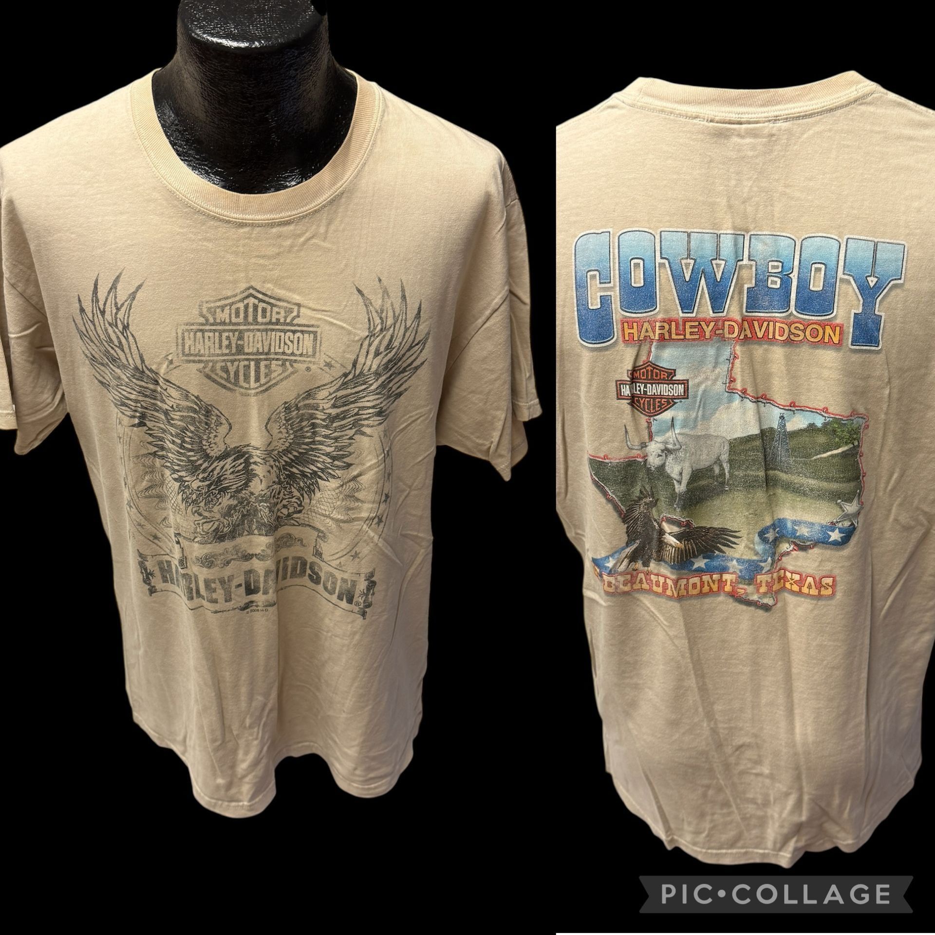Harley Davidson Soaring Eagle COWBOY Beaumont Texas LONGHORN Biker T Shirt Size US XL / EU 56 / 4 - 1 Thumbnail