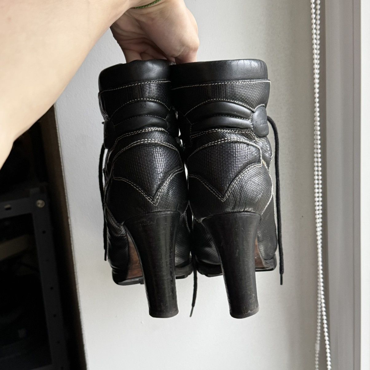 Jil Sander 📌Vintage Jil Sander Leather Avant-Garde Lace-up Heeled Boots Size US 11 / IT 41 - 20 Thumbnail