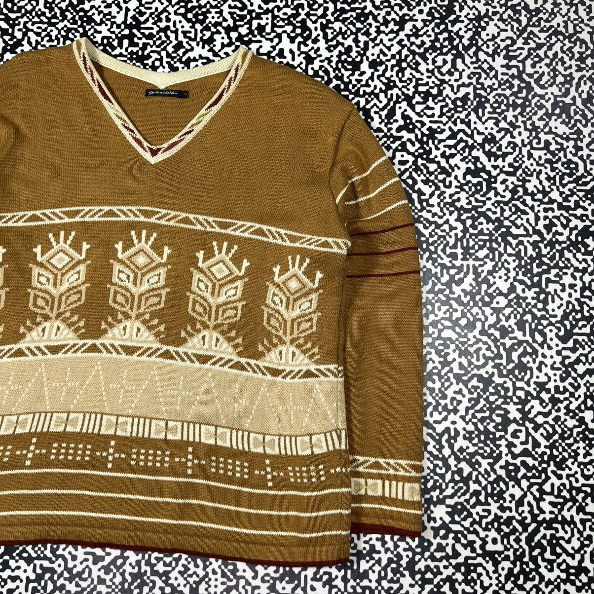 Gudrun Sjoden Vintage Y2K Gudrun Sjoden Retro Aztec Knitted Boxy Sweater Size L / US 10 / IT 46 - 6 Thumbnail