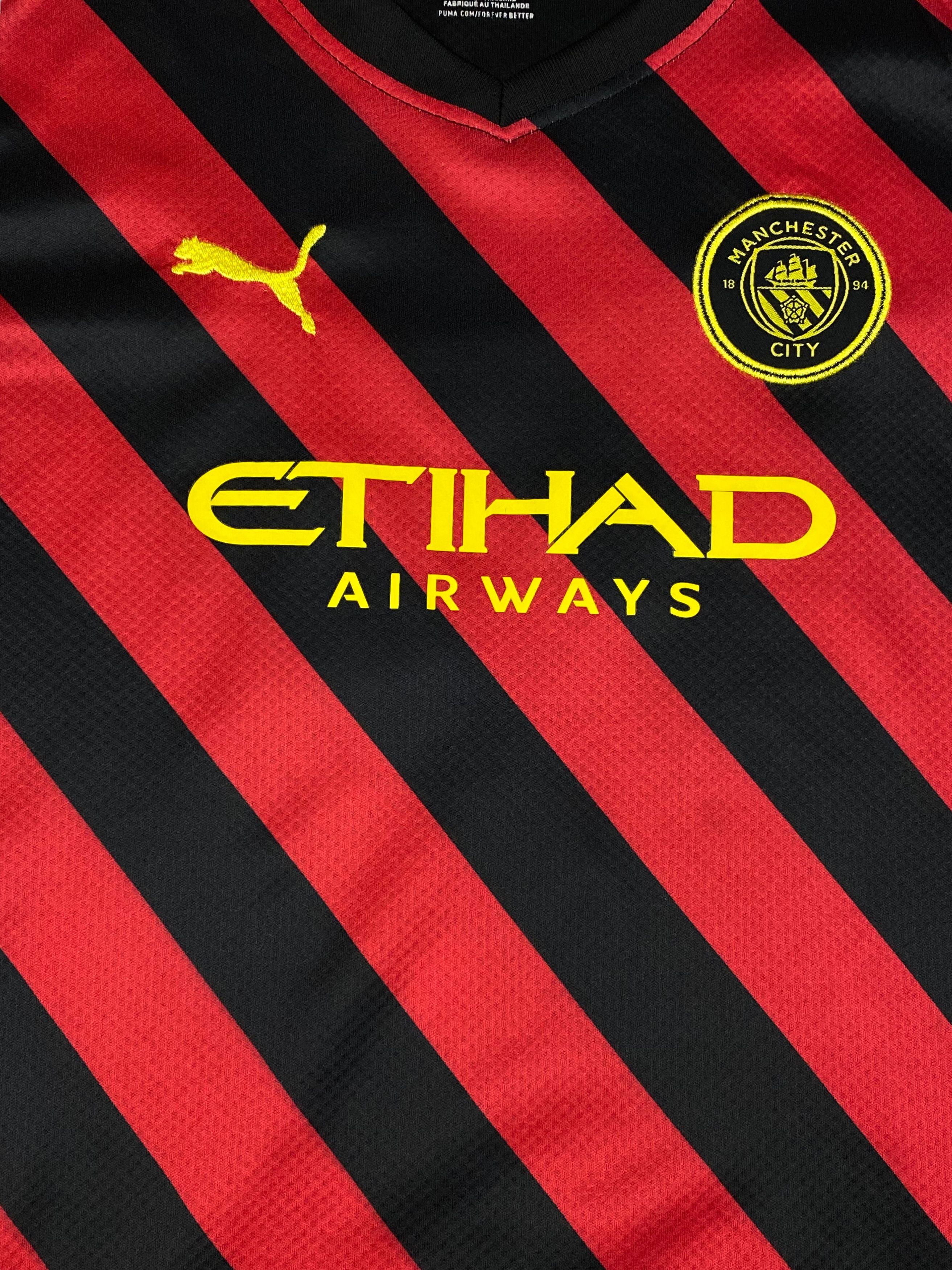 Vintage Vintage PUMA MAN CITY Haaland Striped Jersey M665 Size US S / EU 44-46 / 1 - 5 Thumbnail