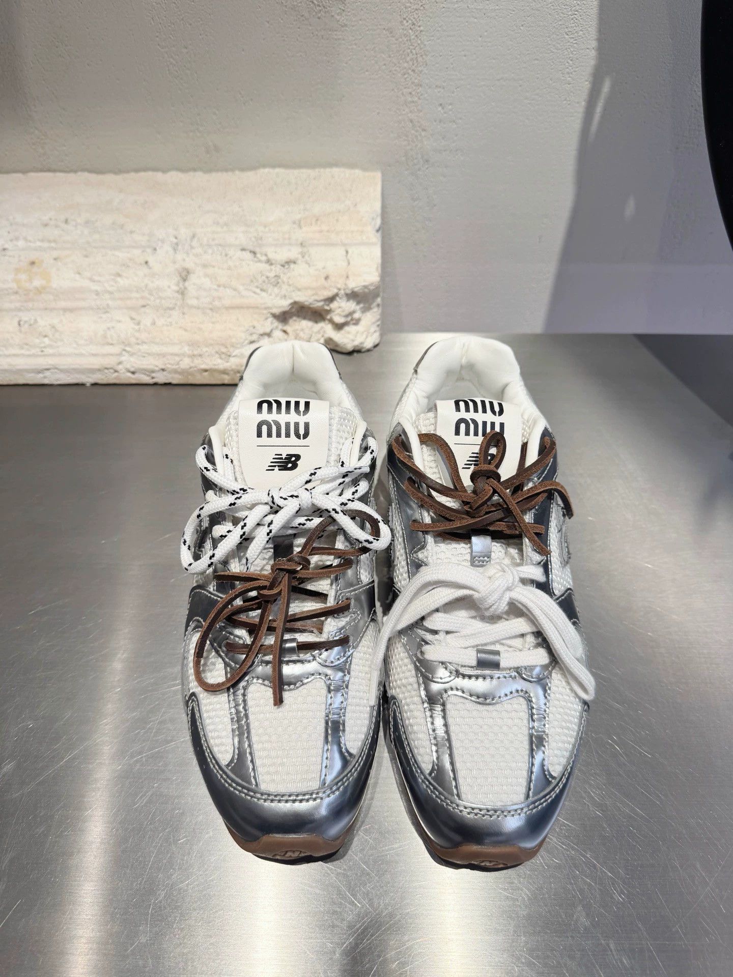 Miu Miu MIU MIU x New Balance Silver Mesh Decon EU 36.5 Size US 6 / IT 36 - 1 Thumbnail