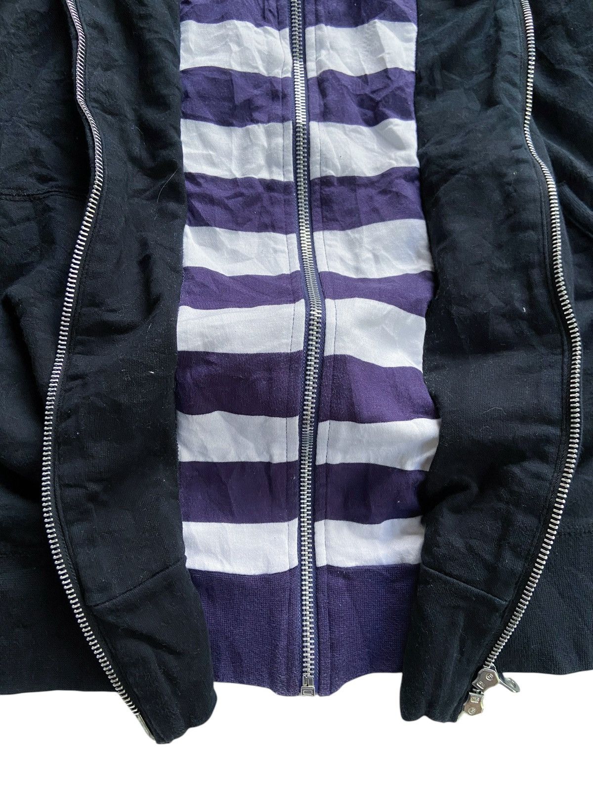 Japanese Brand JAPANESE DOUBLE LAYER STRIPED ZIP HOODIE by DESIO Size US M / EU 48-50 / 2 - 6 Thumbnail