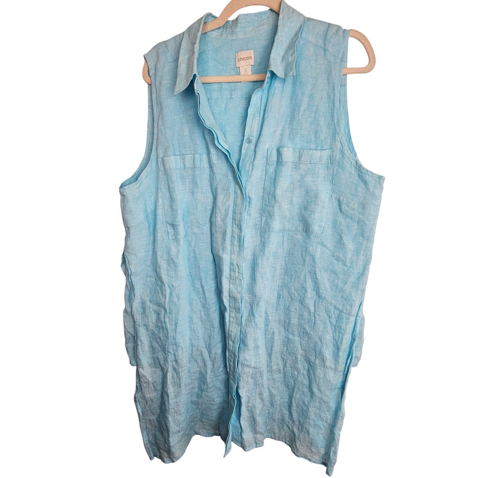 Chicos Chicos Womens Linen Top L Coastal Grandma Resortwear Beach Size L / US 10 / IT 46 - 1 Thumbnail
