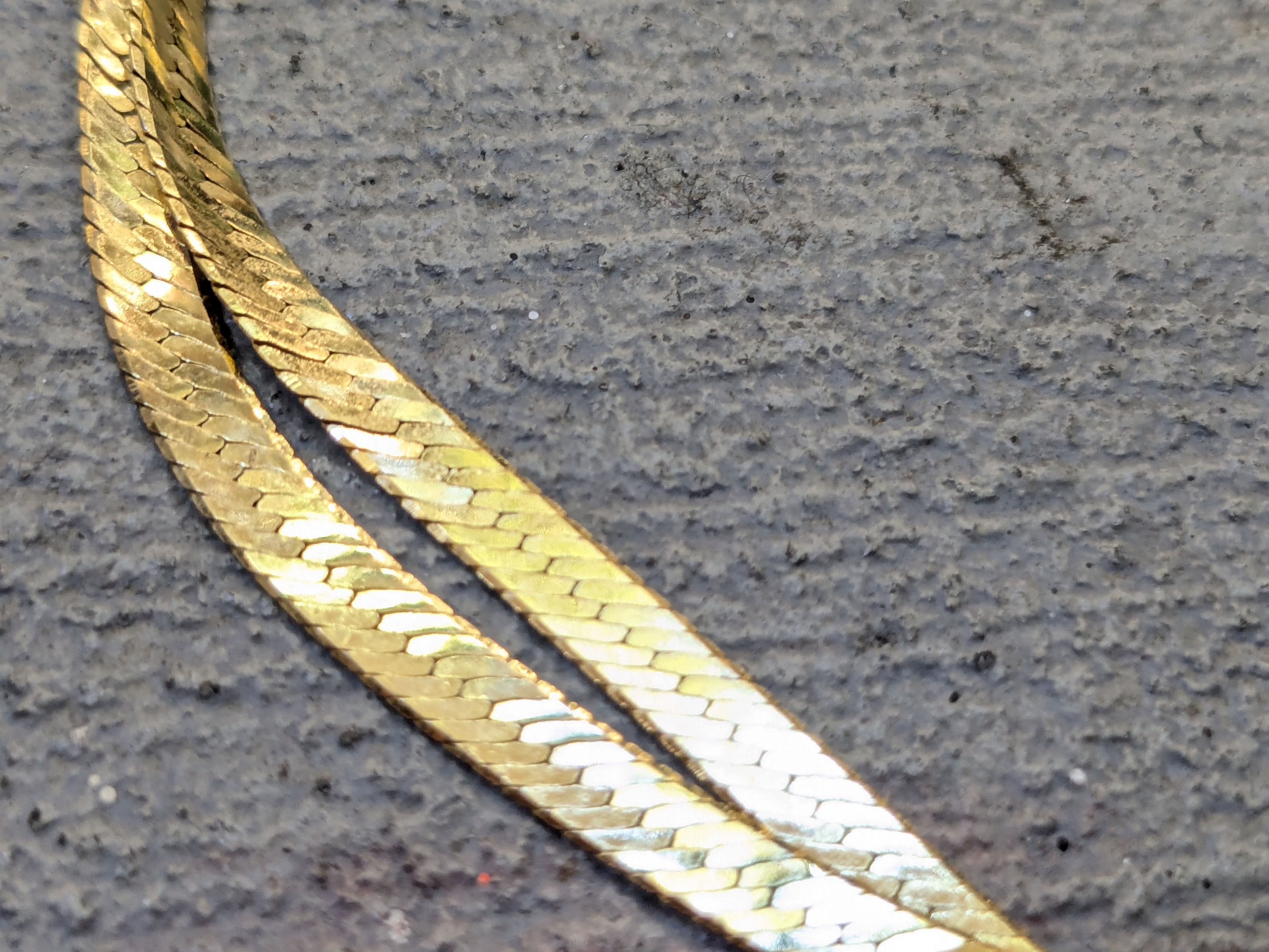 Sterling Silver Vintage Sterling Silver Necklace Herringbone Vermeil 24" Size ONE SIZE - 5 Thumbnail