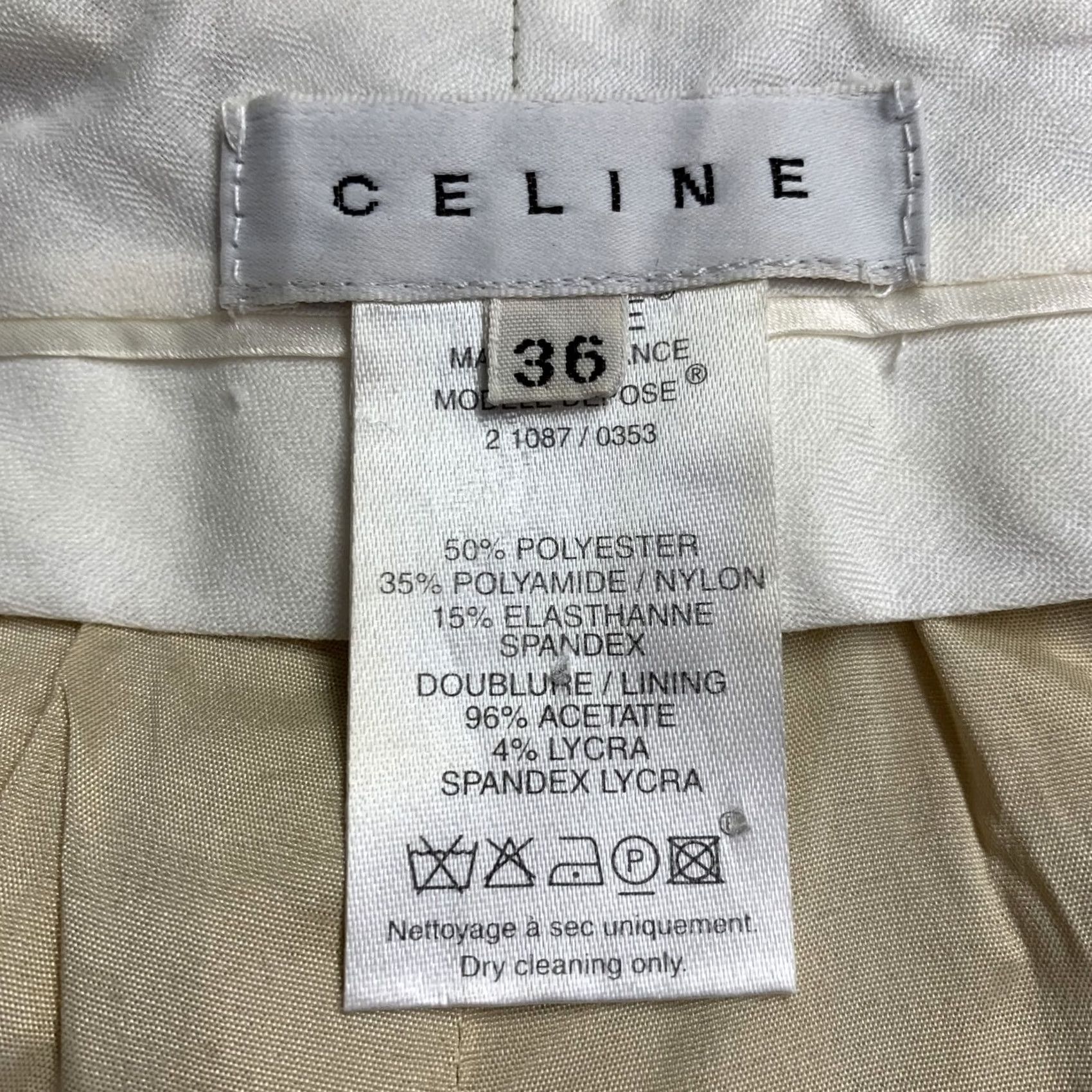 Celine CELINE XS Cream Silver Jacquard Paisley Straight Dress Pants Womens XS Size 26" / US 2 / IT 38 - 4 Thumbnail