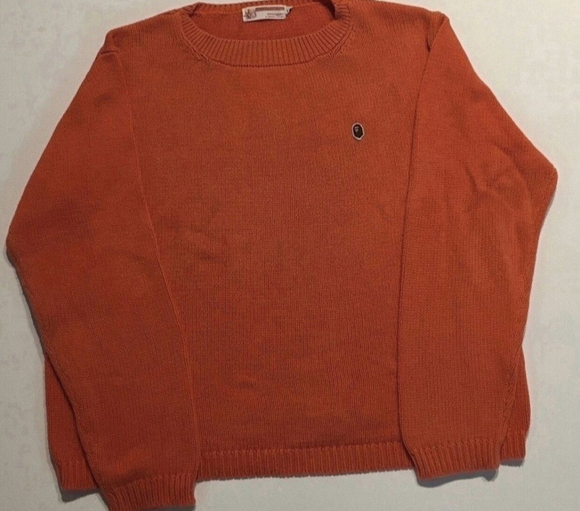 image of Bape Crew Neck Sweater in Orange, Men's (Size Small)