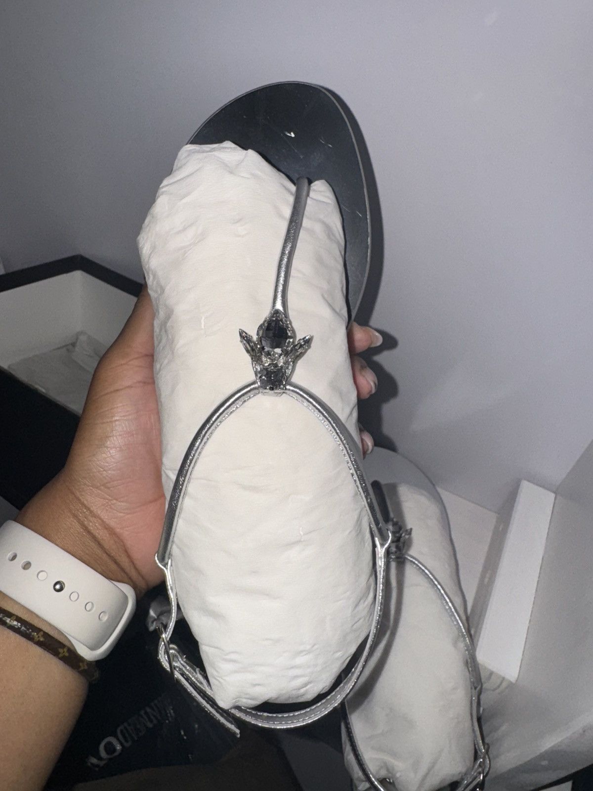 Giuseppe Zanotti Giuseppe Zanotti Silver Sandal Size US 10 / IT 40 - 4 Thumbnail