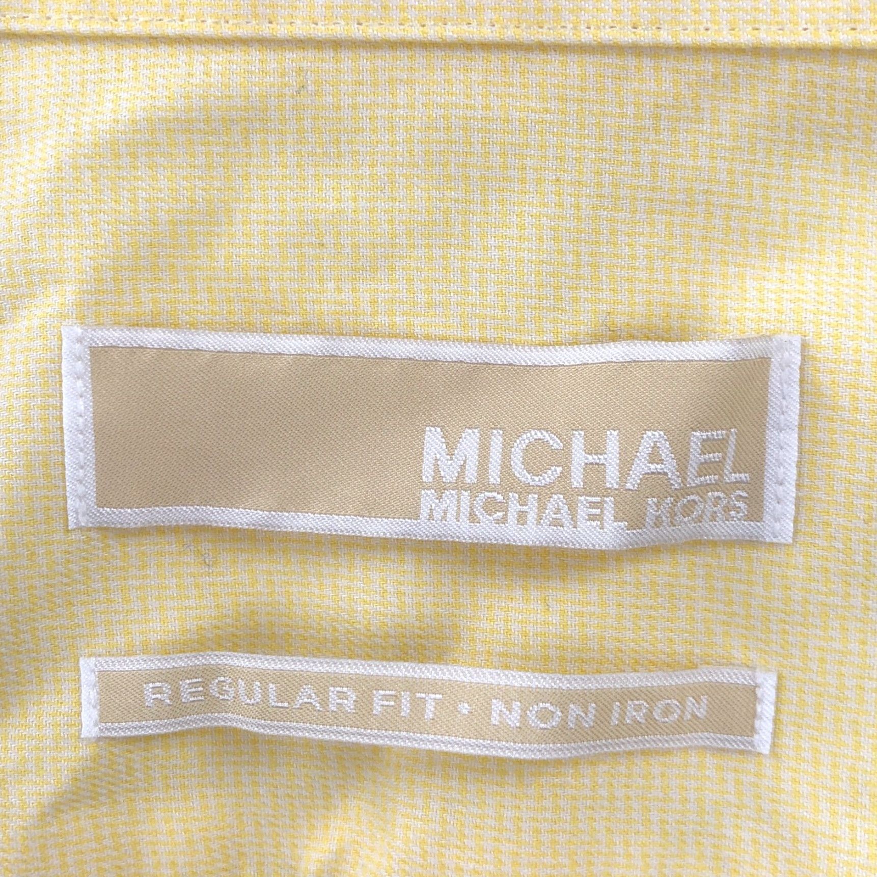 Michael Kors Michael Kors Mens Dress Shirt Shirt Yellow Long Sleeve Button-Down 17.5 32/33 Adult Regular Chest 52in Cotton 30.5in Size US XL / EU 56 / 4 - 4 Thumbnail