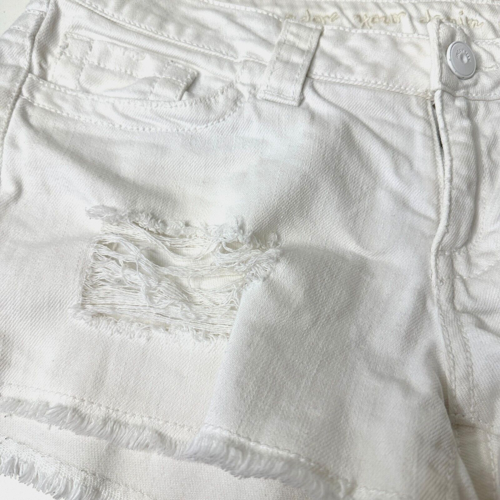 Other Adore Your Denim SPJ White Distress Denim Shorts Raw Edge Size 30" / US 8 / IT 44 - 3 Thumbnail
