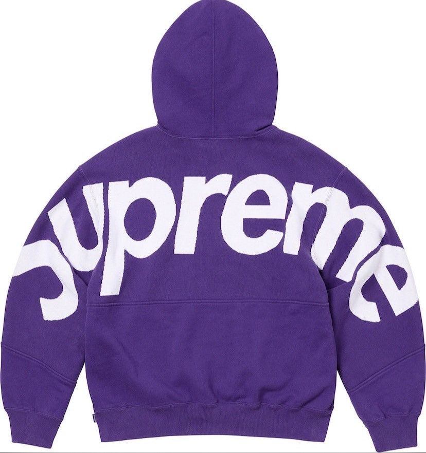 image of Supreme Jacquard Sweatshirt Hoodie in Purple/White, Men's (Size Medium)