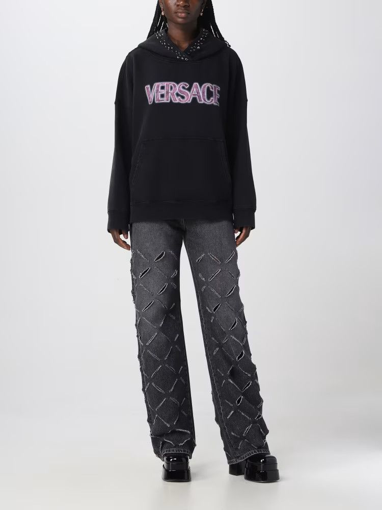 Versace o1y0226 Logo Hoodie in Black Size M / US 6-8 / IT 42-44 - 2 Thumbnail