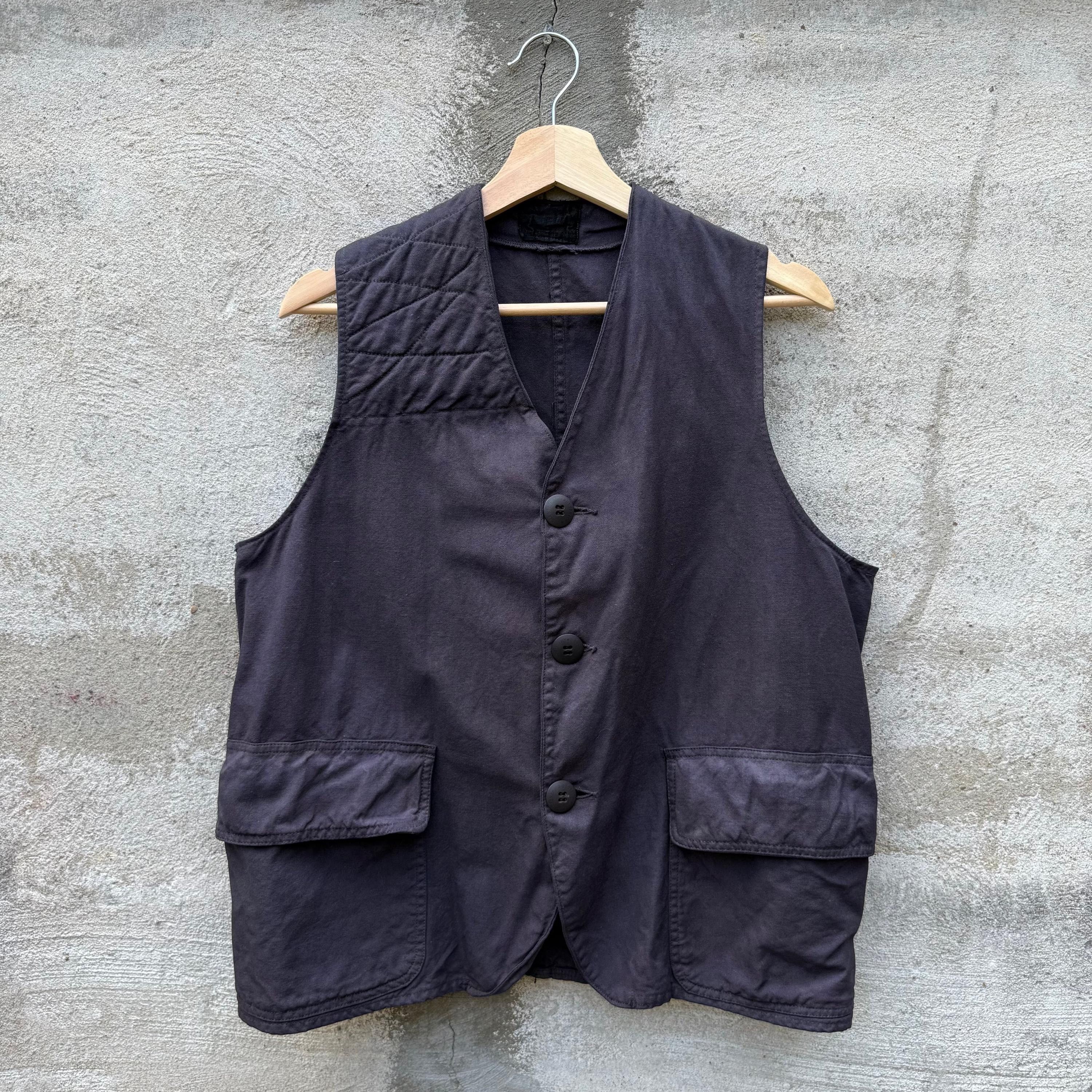 Vintage 50's Vintage Over-dyed Black Hunting Canvas Vest Size US M / EU 48-50 / 2 - 1 Thumbnail