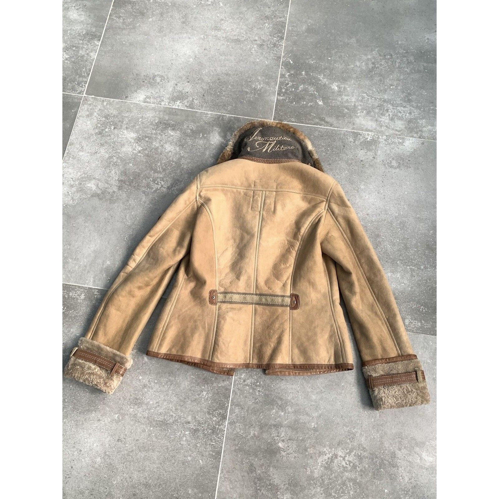 Aeronautica Militare AERONAUTICA MILITARE Sheepskin Fur Biker Jacket Coat IT 42 S Size M / US 6-8 / IT 42-44 - 22 Thumbnail