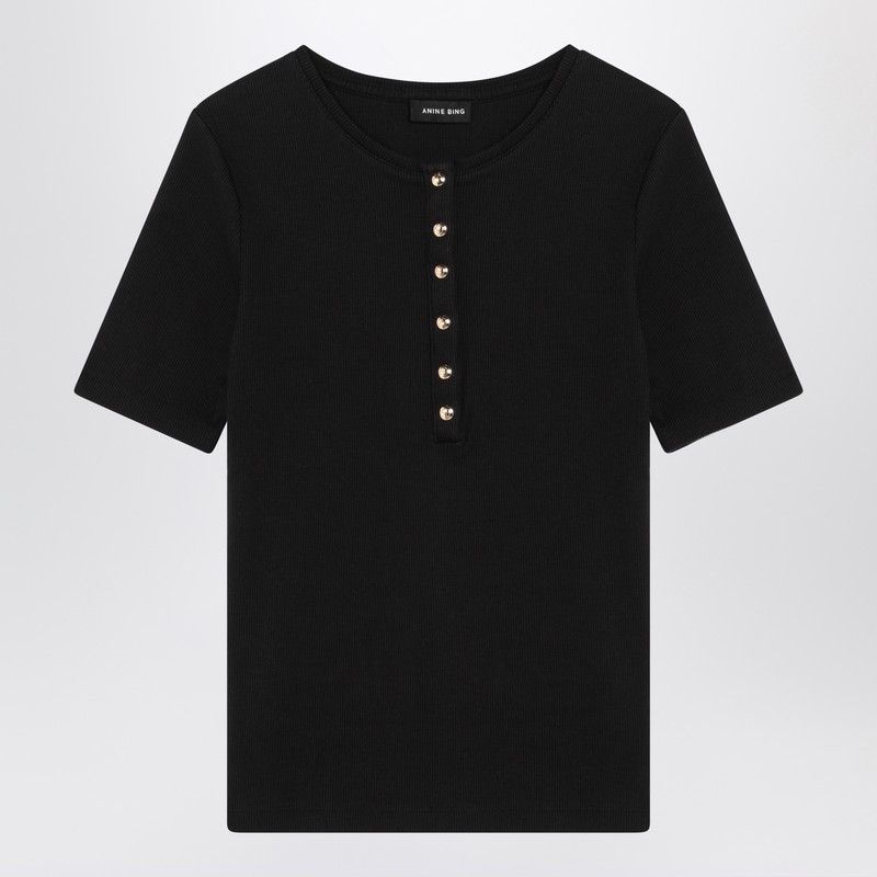 Anine Bing Anine Bing Black Short-Sleeved T-Shirt Size XS / US 0-2 / IT 36-38 - 1 Thumbnail