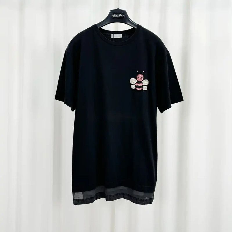 Dior Dior Black Cotton Embroidered Logo T-Shirt 0089 Size US XS / EU 42 / 0 - 1 Thumbnail