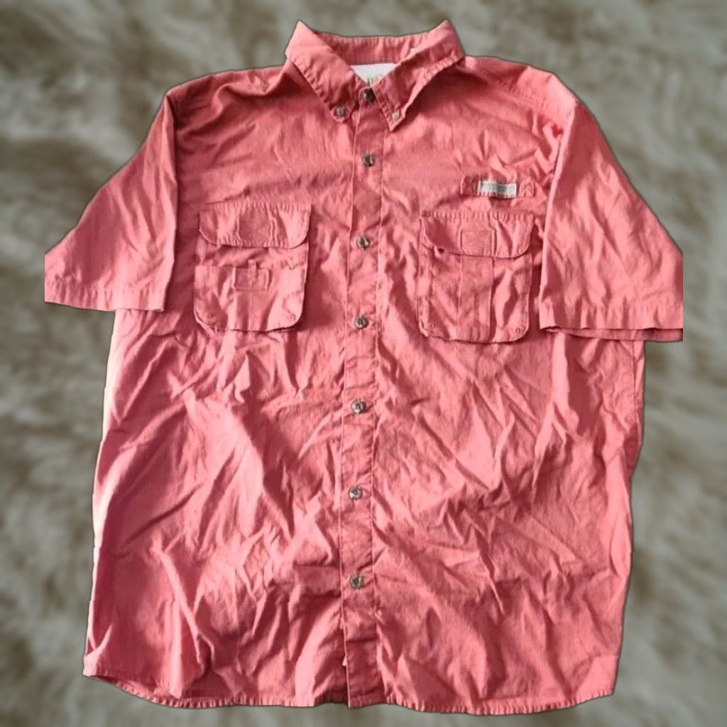 Vintage VINTAGE Red Head Shirt Mens L Red Short Sleeve Button-Up Collared Vented Fishing Pockets Outdoor Regular Cotton Polyester Bass Pro Size US L / EU 52-54 / 3 - 1 Thumbnail