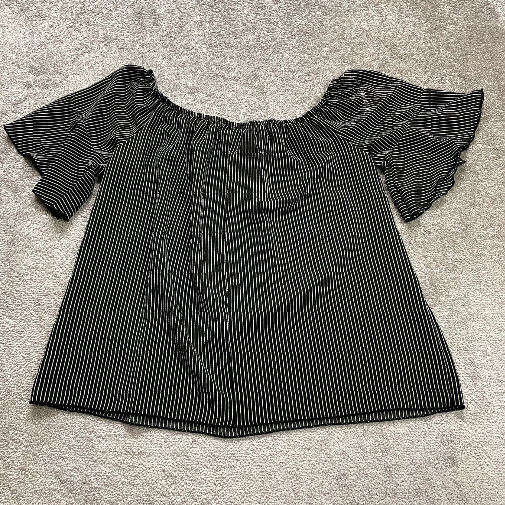 Bell Minette Blouse Shirt Womens XL Black White Striped Bell Sleeve Off Shoulder Casual Top Size XL / US 12-14 / IT 48-50 - 2 Thumbnail