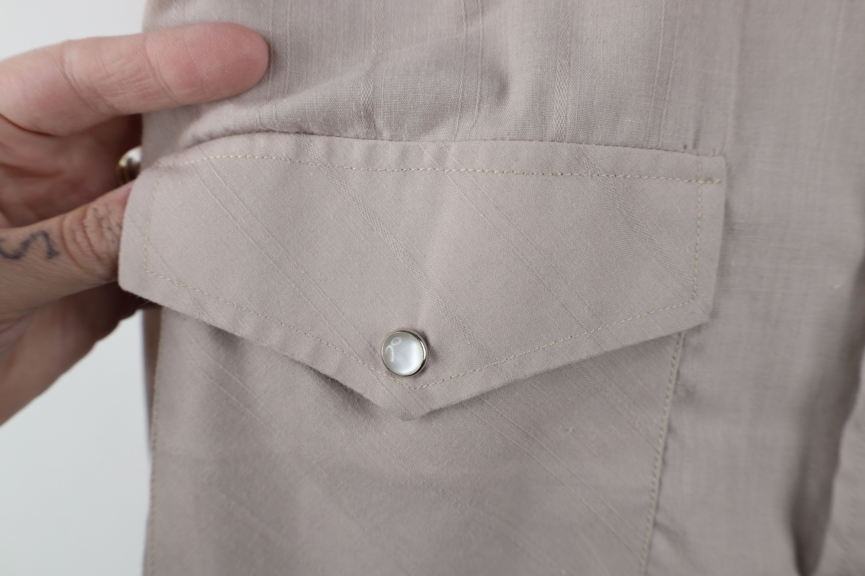 Vintage Vintage 90s Rockabilly Rodeo Cowboy Snap Button Shirt Beige Size US XL / EU 56 / 4 - 6 Thumbnail