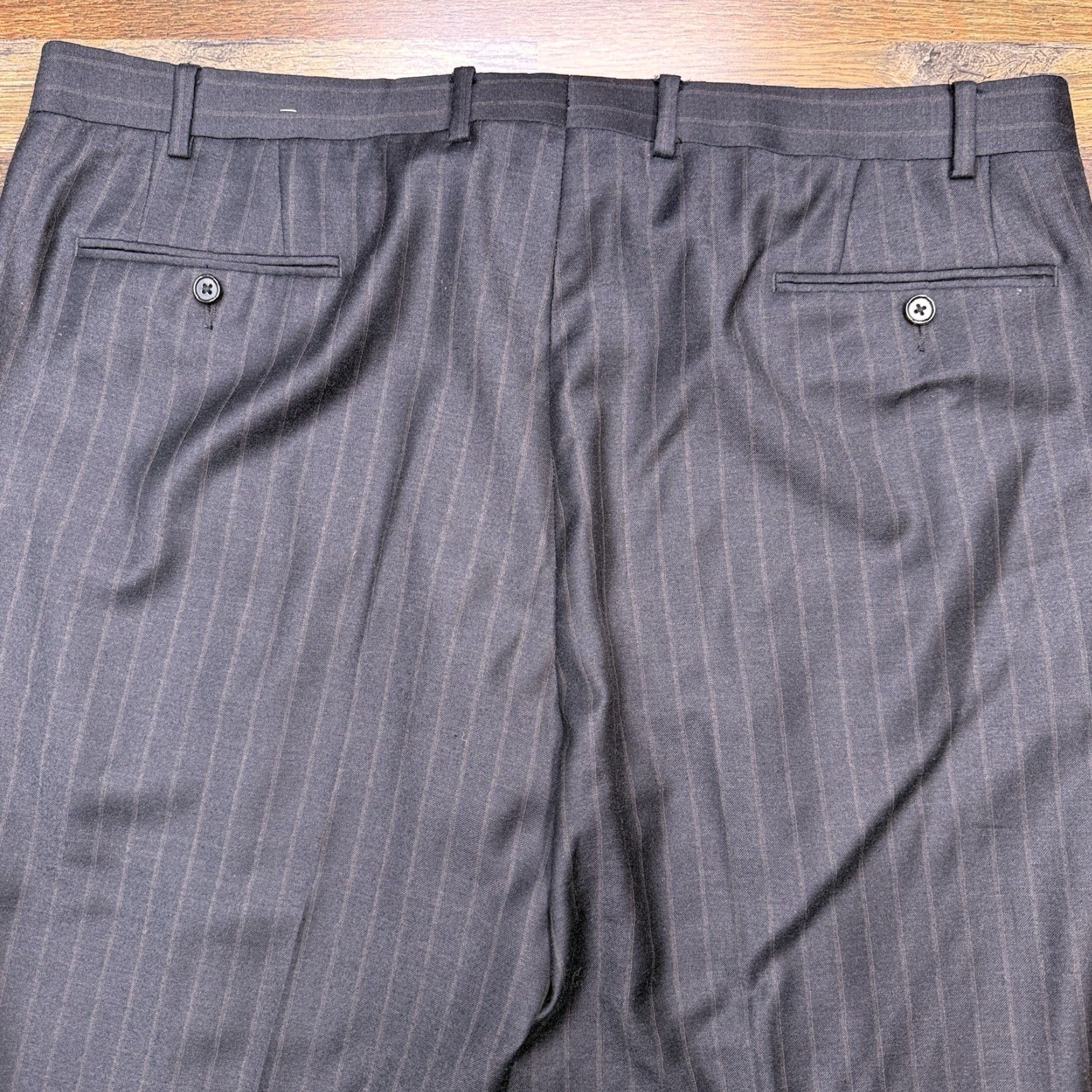 Ralph Lauren Lauren Ralph Lauren Dress Pants Mens 40x34 Gray Burgundy Stripe Mid Rise Wool Rayon Formal Business Straight Front Zip Pockets Logo Vintage No Size US 40 / EU 56 - 5 Thumbnail