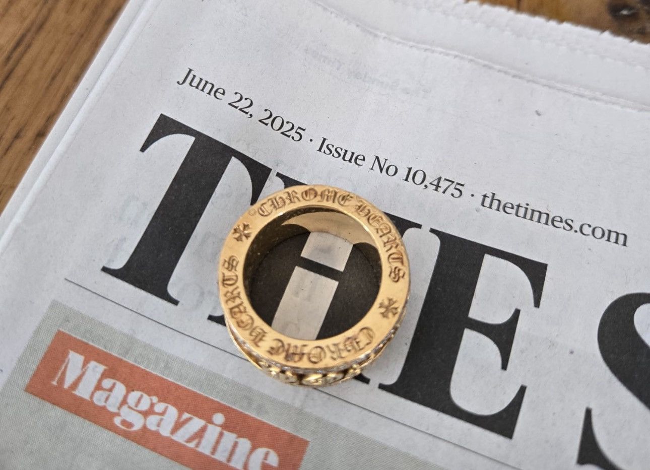Chrome Hearts 1/1 SPINNING MECHANISM 22K GOLD DIAMOND F*** You RING Size ONE SIZE - 16 Thumbnail