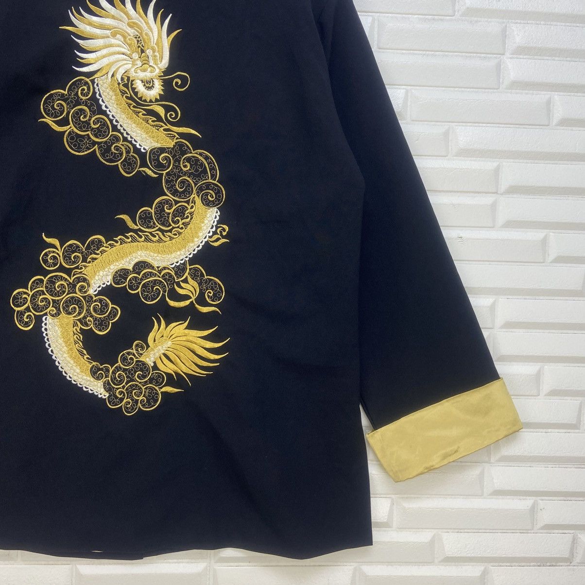 Japanese Brand 100% Silk Japanese Traditional Wear Gold Dragon Embroidered Size US M / EU 48-50 / 2 - 13 Thumbnail
