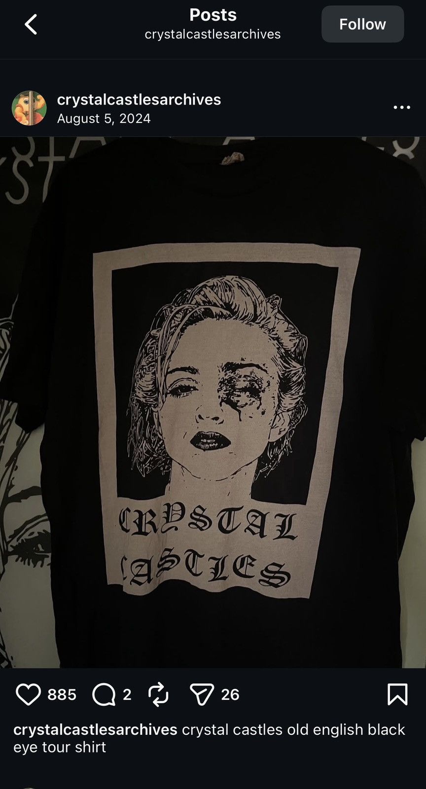 Band Tees Crystal Casltes Madonna Tee Size US S / EU 44-46 / 1 - 5 Thumbnail