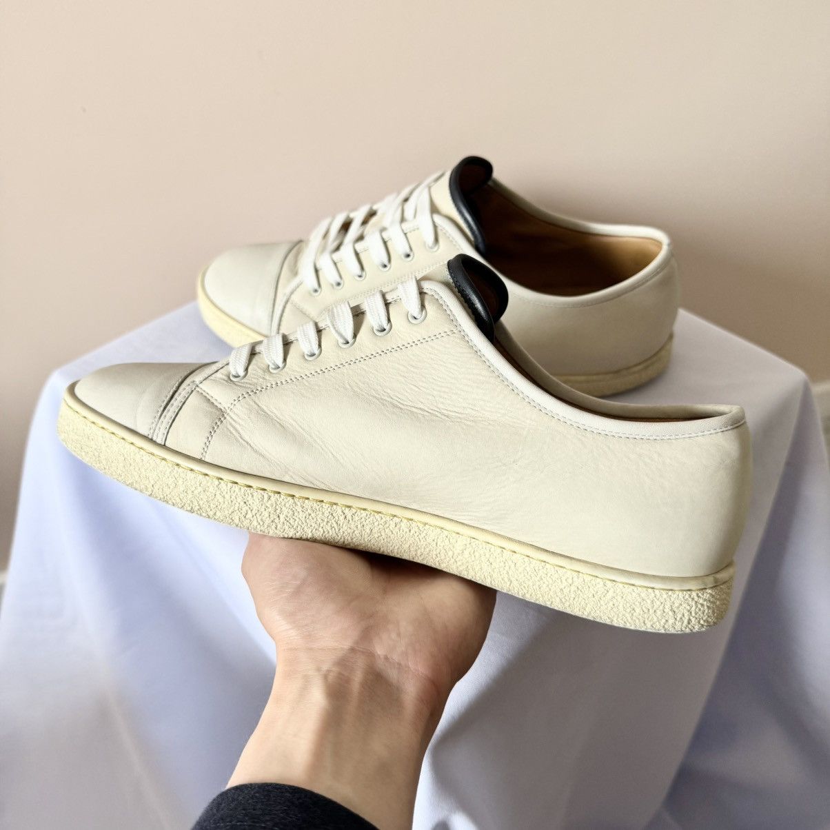 John Lobb John Lobb Levah Chalk Low Leather Sneakers Shoes Size US 8.5 / EU 41-42 - 6 Thumbnail